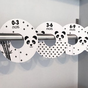 6 closet or wardrobe dividers to separate baby's clothes by sizes panda, bamboo, China and cross theme