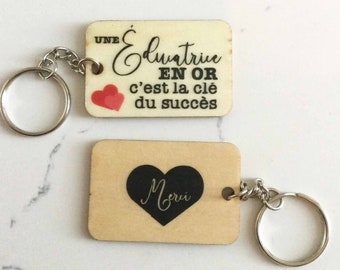 Gift for educator for the end of the year keychain with quote a golden educator is the key to success