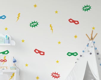 Superhero Wall Stickers - Easy-to-Apply - Nursery, Bedroom and Playroom Decor for Kids, Daycare or Classroom