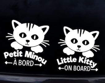 Baby on board car sticker little kitty on board vinyl car sticker available in several colors