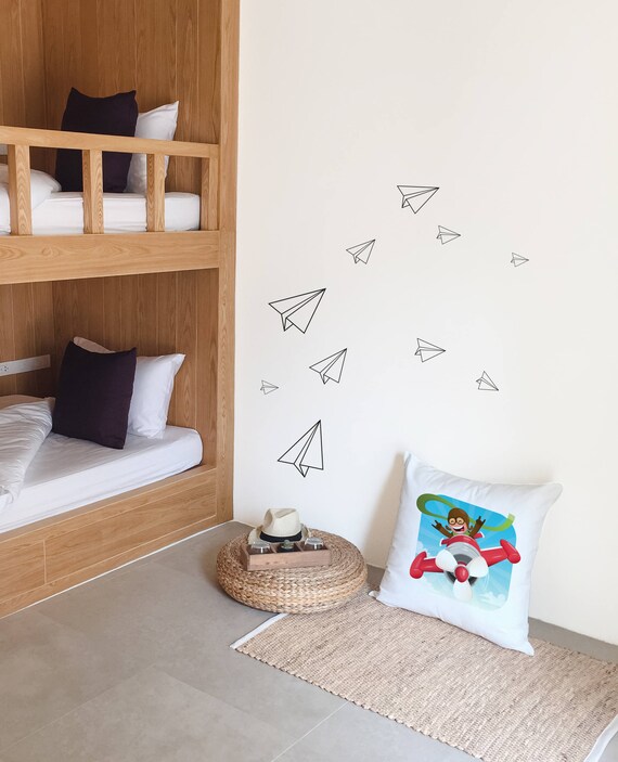 wall sticker paper planes 12 airplanes vinyl sticker child | etsy