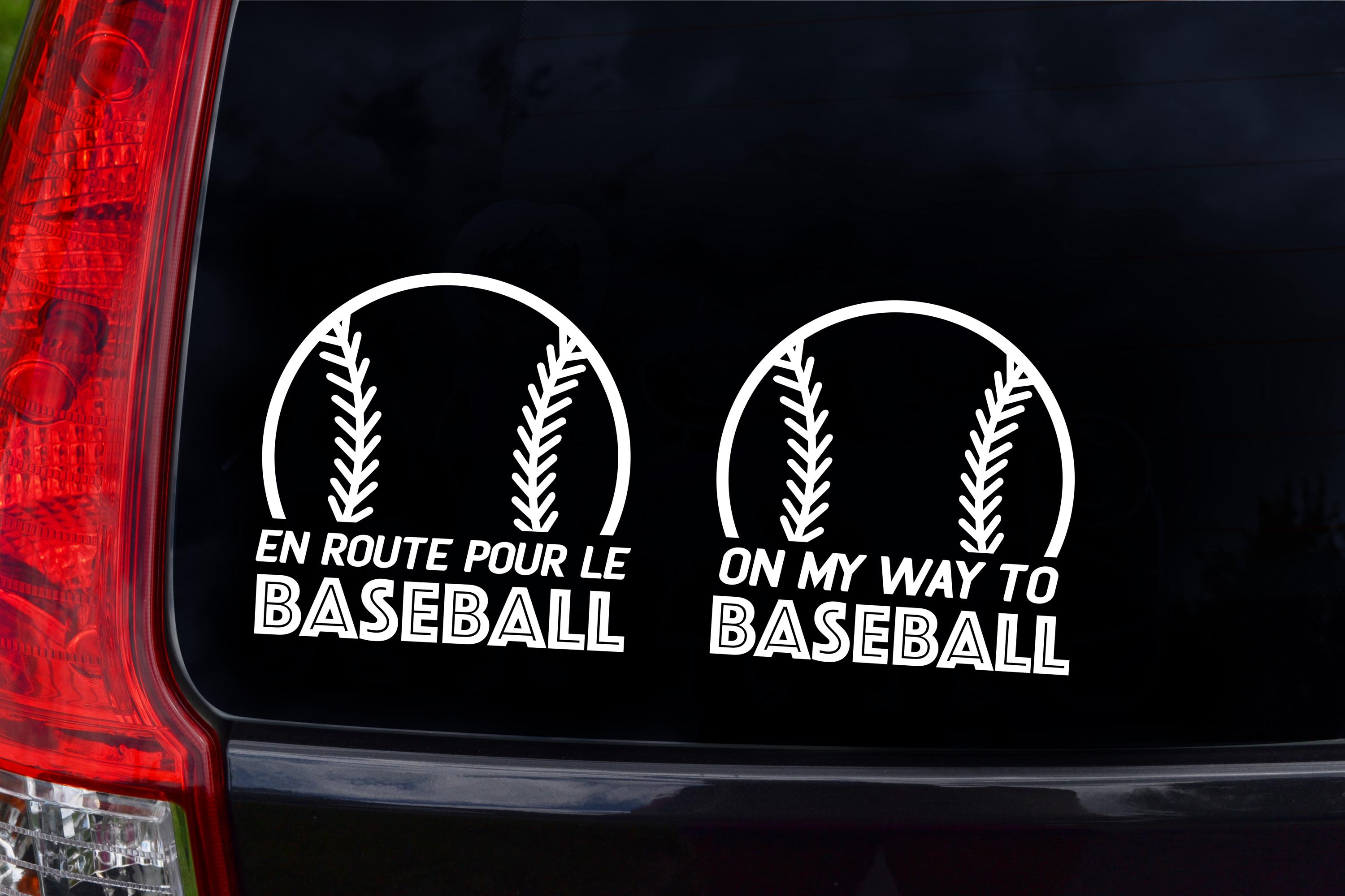 Car Sticker "On the Way to baseball" – Baseball Parents Decal, Multiple Colors, French and English