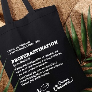 Sac fourre-tout pour professeur "Profcrastination" personnalisable au nom de l'enfant - Cadeau de fin d'année personnalisé