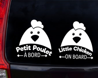 Autocollant pour voiture bébé à bord petit poulet à bord en vinyle autocollant pour voiture disponibles en plusieurs couleurs