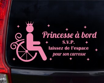 Car sticker princess on board please allow access for her carriage sticker for girl handicapped in wheelchair