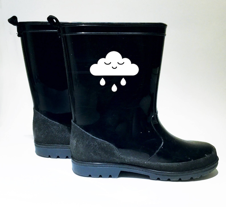 Boot Decorations for children Cloud Boat First Name Ladybug Unicorn Whale It/'s a rainy day Pair of Rain Boots Sticker