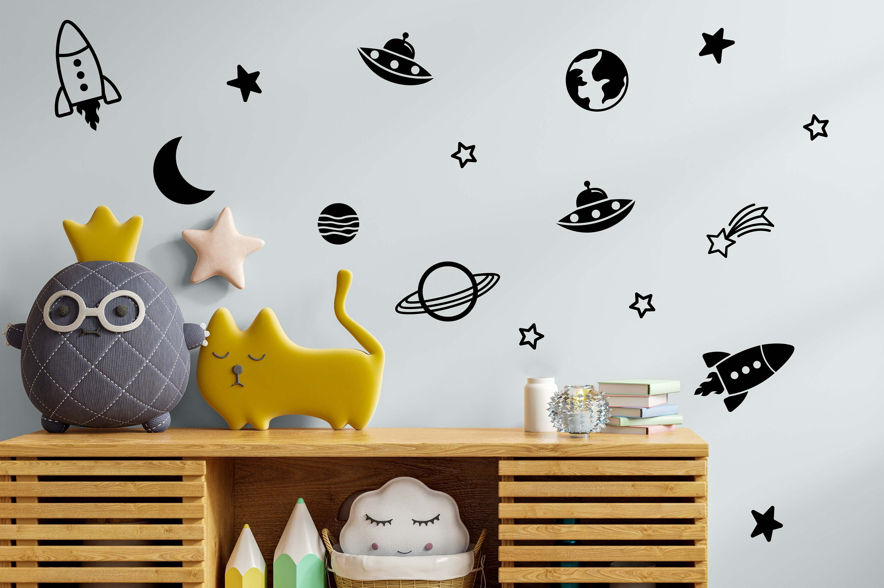 Stickers Fusée dans les étoiles - Décoration chambre enfant personnalisé