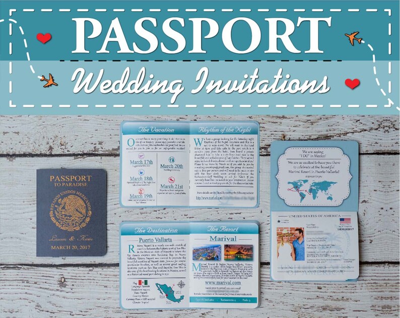 Passport Invitation Handmade Destination Wedding Invitations Etsy