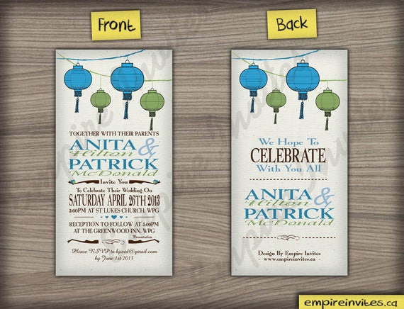 Chinese Lantern Wedding Invitations Invites Handmade In Etsy