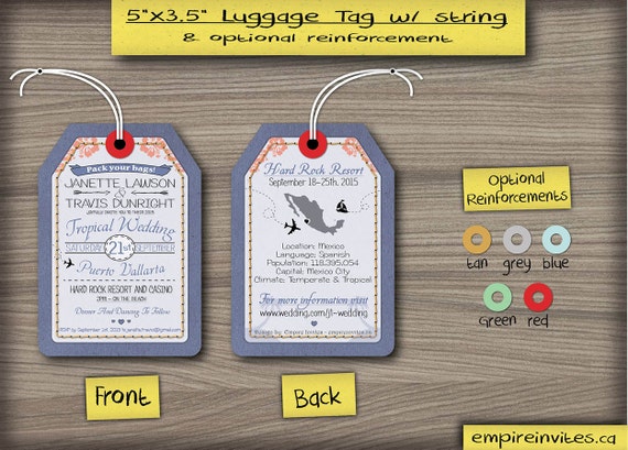 luggage tag wedding invitation