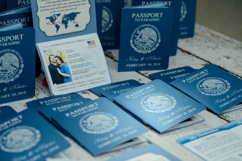 Tropical Passport Themed Destination Wedding Invitations Etsy