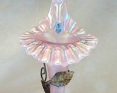 Rare Fenton Pink French Opalescent Epergne withMetal Stand Lily of the Valley