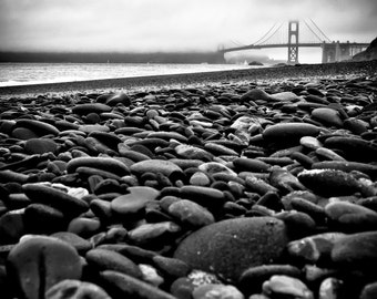 Golden Gate Bridge in the Fog - San Francisco, California - Landscape - Black and White - 8x10 to 24x30 - Landscape Art Print