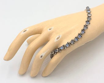 Vintage 925 Rainbow Moonstone Tennis Bracelet Sterling Silver 8 Celestial Y2K