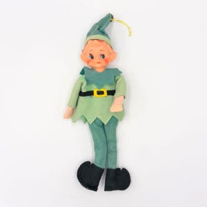 Vintage Japan Elf Pixie Doll Felt Christmas Knee Hugger Style Rare 9"
