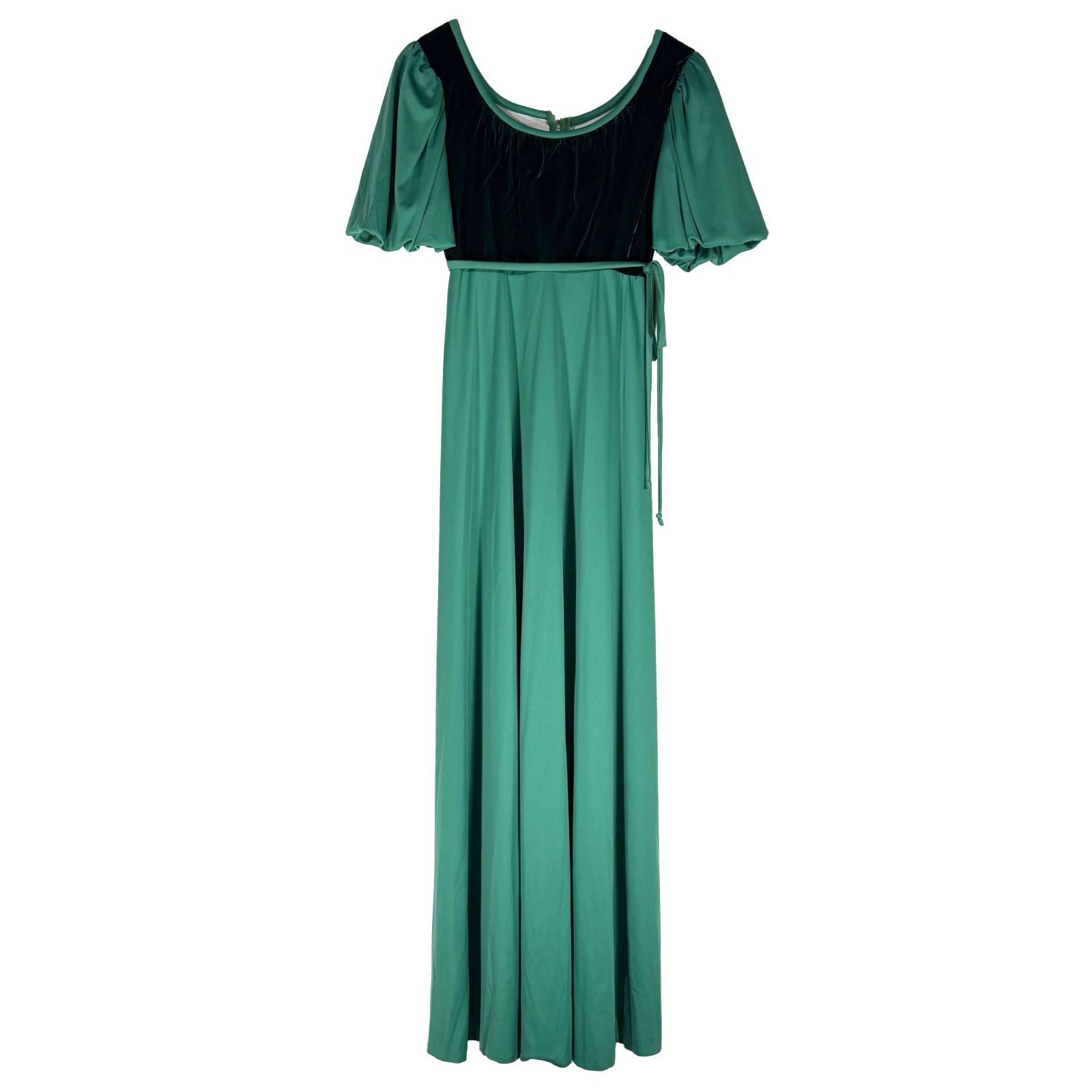 green velvet dress etsy Emerald Green Flower Lace Velvet Long Sleeve Vintage Dress – Jolly Vintage main image 0