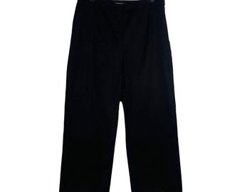 Vintage Black Cropped Pants Embroidered Hem Cotton Stretch Karen Kane 12