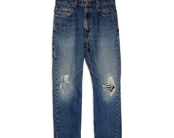 Levis 505 Jeans W33 L30 Distressed Straight Leg Vintage Wash USA