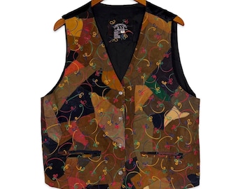 Vintage Leather Patchwork Vest Embroidered 90s Streetwear Two One Two XXL