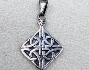 Sterling Silver Celtic Knot Pendant 925 Irish Cross Openwork Vintage Style 8g