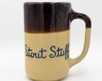 Vintage Stoneware Beer Mug Stout Stuff USA Pottery Tankard Barware 6"