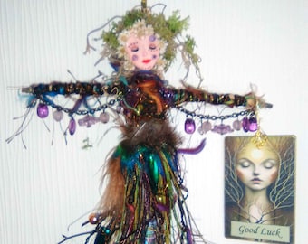 OOAK Handmade Mixed Media Spirit Art Doll Goddess - Good Luck