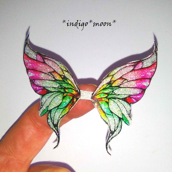 OOAK Handmade Fantasy 2inch Mini Sparkly Glue-on Fairy Wings For Dolls