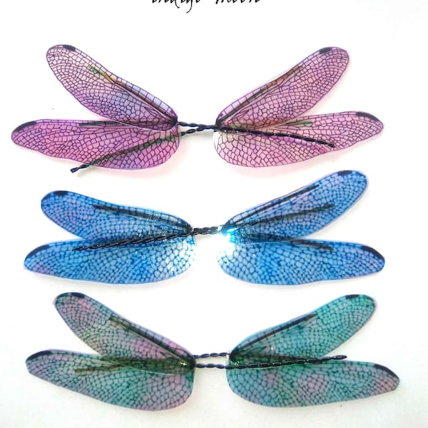 OOAK Handmade Iridescent Adjustable Dragonfly Micro 1.5 inch Fairy Wings For Dolls. Choose Your Colour.