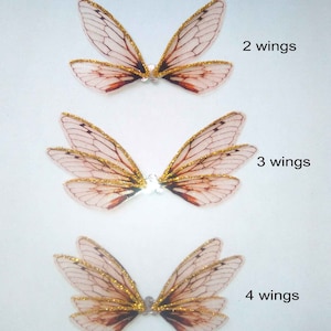 OOAK handgemaakte iriserende 2 inch verlijmde Fantasy Cicada Fairy Wings voor poppen. Kies hoeveel vleugels