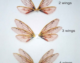 OOAK Handmade Iridescent 2 inch Glue-On Fantasy Cicada Fairy Wings For Dolls. Choose how many wings