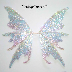 OOAK Gorgeous Sparkly 3 Part Adjustable Handmade Fantasy Rainbow Fairy Wings For Dolls