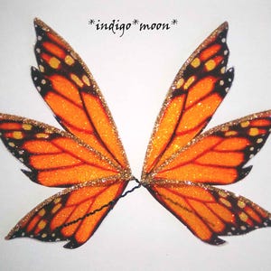 OOAK Gorgeous Handmade 3 part adjustable Sparkly Fantasy Monarch Fairy Wings For Dolls