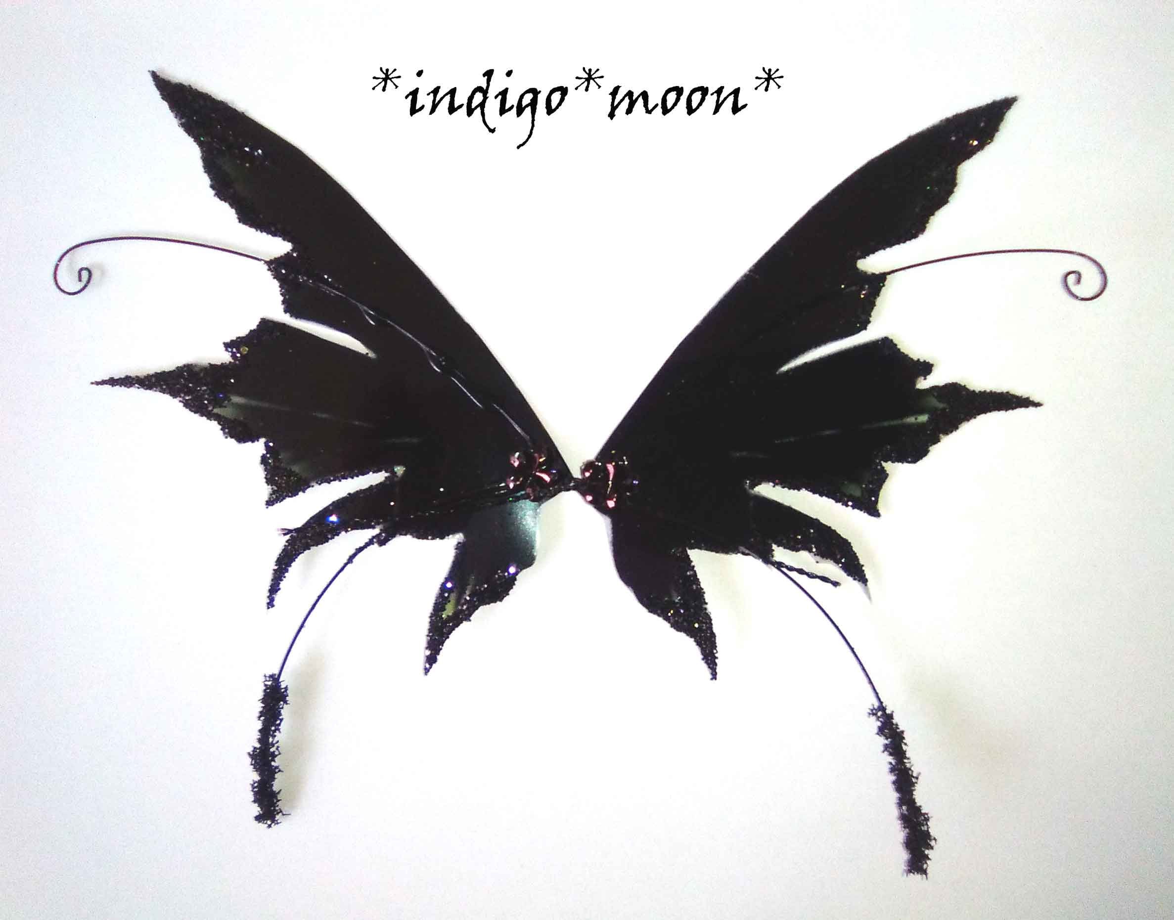  SACASUSA Black Feather Large Butterfly Fairy Angel