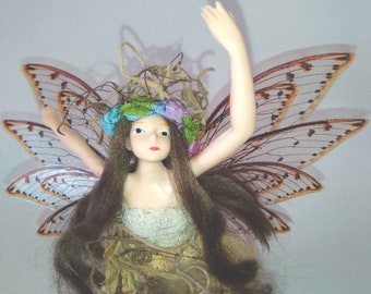 OOAK One Of A Kind Handmade miniature Fairy art doll with wings