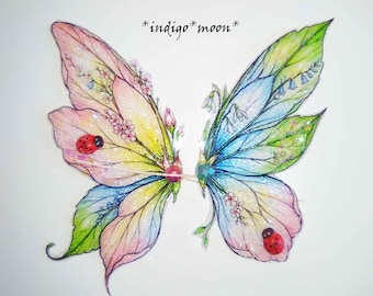 OOAK Handmade Asymmetrical Spring Blossom Fantasy Fairy Art Doll Wings For Dolls