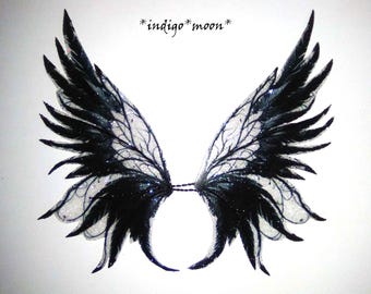 OOAK wunderschöne handgemachte glitzernde Fantasy Dark Goth Feenflügel für Puppen