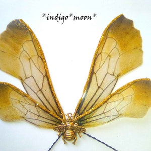 OOAK Handmade Fantasy Fairy Wings For Dolls Bumble Bee Wings