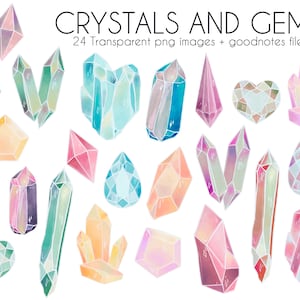 Crystals stickers and clip art, transparent PNG for crafting, scrapbooking, planner