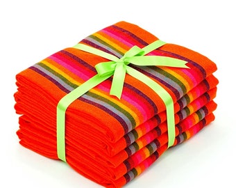 Orange Mexican Fabric by the Yard: Bohemian Tribal Decor