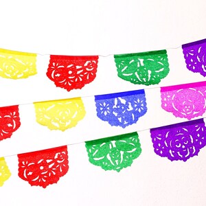 MINI Papel Picado Banners, 5 Pack Mexican Fiesta Tissue Paper Garlands Small, Cinco de Mayo Decor, Picado Wedding Decoration, Kids Birthday image 7