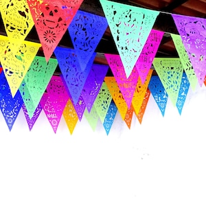 Papel picado, Day  of the dead banners, Triangle Mexican Banners, Over 60ft, Five Pack Banners, Papel Picado, Fiesta Decoration, coco, TG2