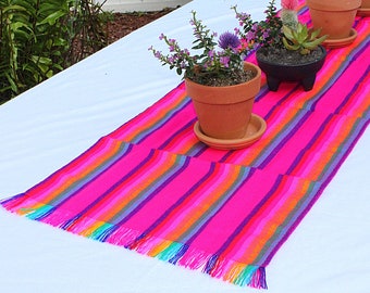 PINK Mexican Table runner, Fiesta Decoration, Wedding Decor, Table Linens, Mexico Fiesta, Embroidered table runner, Cinco de Mayo decor