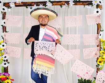 Peach Paper Garlands Ideal for Sweet 16, Quinceañera, Bridal shower, Weddings Papel Picado Party decorations, Mexican birthdays Bunting SB10