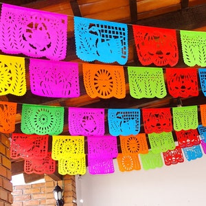 Fondo fotográfico para fiesta del Cinco de Mayo, pancarta de decoraciones de papel, guirnaldas de banderas de papel picado de colores, perfecto para fiesta mexicana WS100