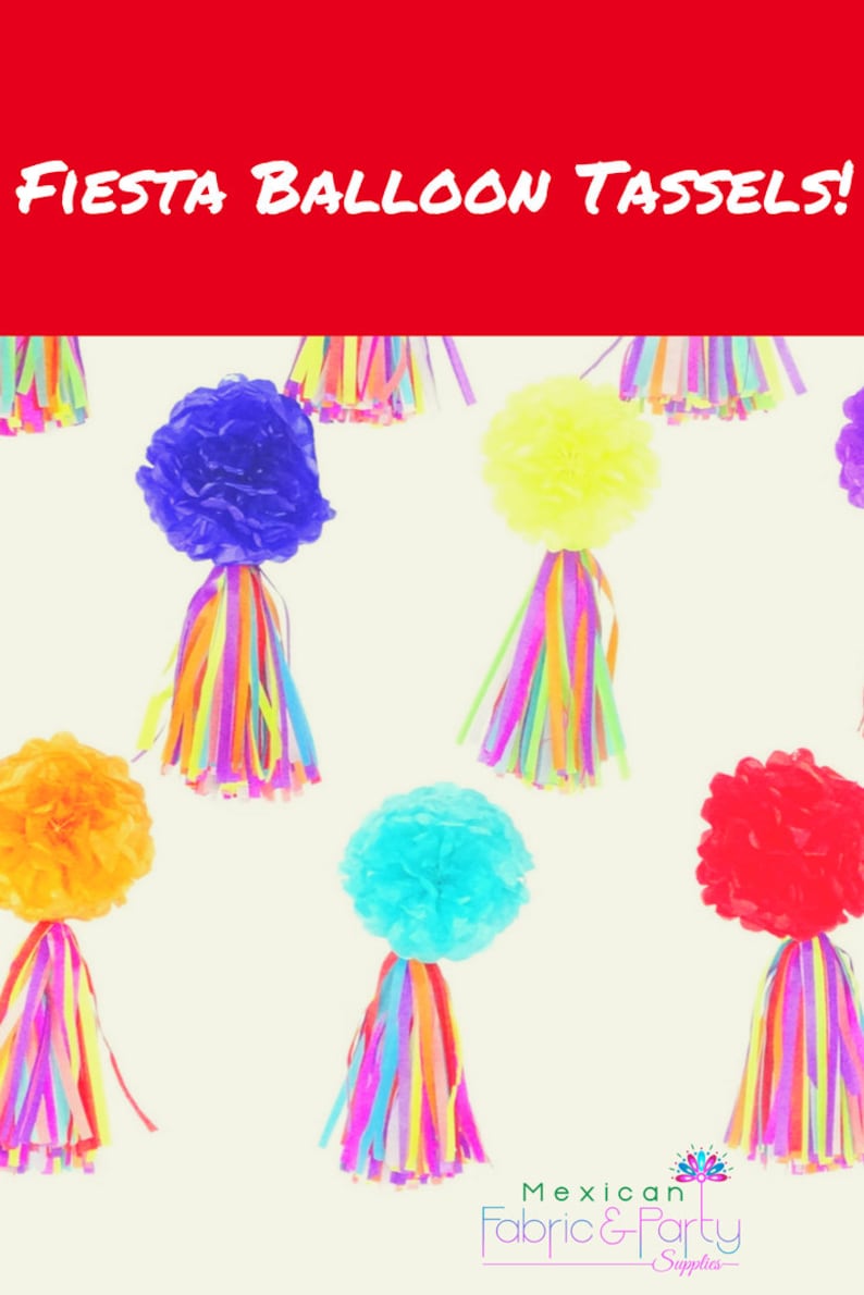 tissue paper tassels Balloon tassels Cinco de Mayo Mexico decor Fiesta decoration, balloon tail TAS05. Coco party balloon garland