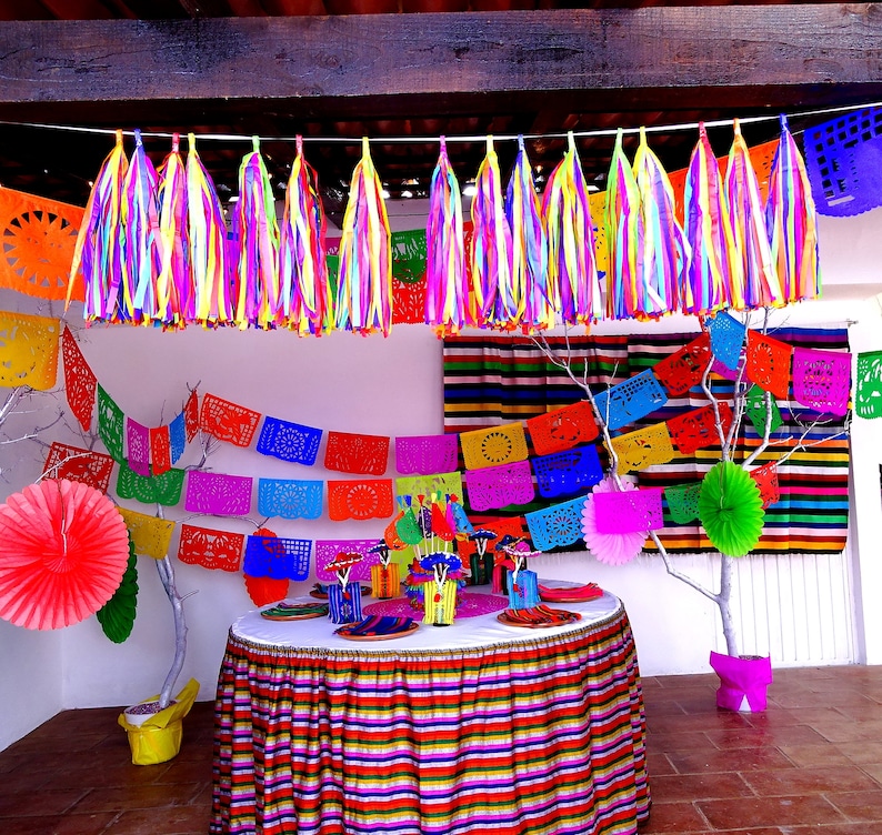 tissue paper tassels Balloon tassels Cinco de Mayo Mexico decor Fiesta decoration, balloon tail TAS05. Coco party balloon garland