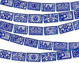 Plastic Blue Papel picado, 3 Pk garlands Mexican Party theme, Wedding decorations, Cinco de Mayo, Fiesta decoration, Taco Tuesday,