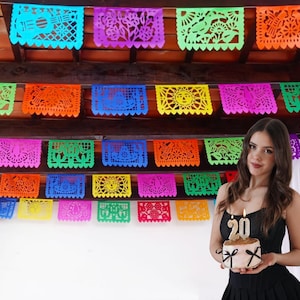 Mexican Fiesta Party Decorations, 5 Pk Papel Picado Banners, Fiesta banner Cinco de mayo decor, Papel Picado Mexicano para fiesta WS100