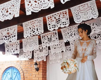 Large Plastic Papel Picado Banner: Fiesta Wedding Decor, 5-Pack
