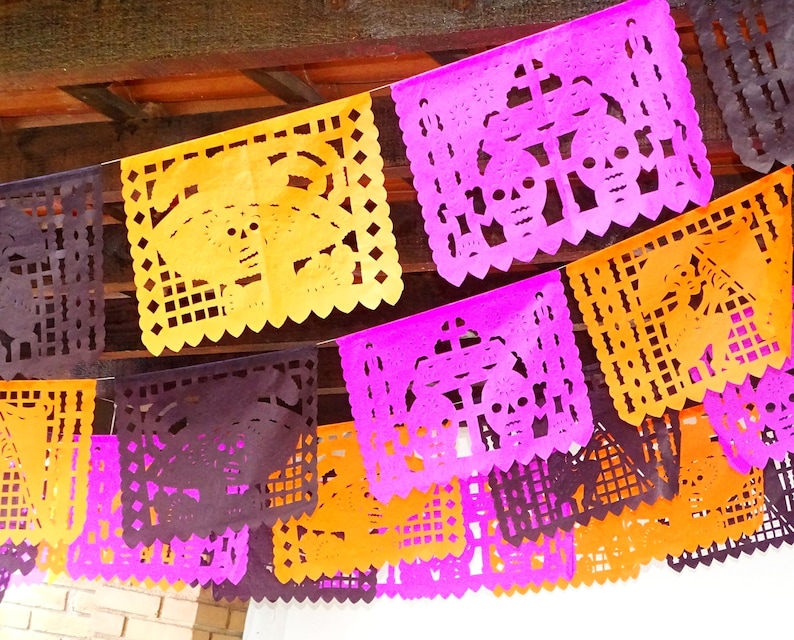 Fiesta Decoration B832 coco party suplies Mexico decor Over 75 Ft Papel picado taco party Cinco de mayo decorations 5 PK